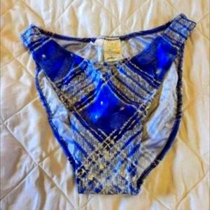 Vintage 1980s GOTTEX Swimsuit Size 12 blue bikini bottoms unique print